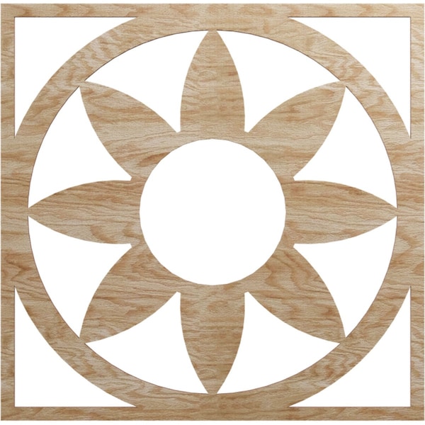 Ekena Millwork Blume Wood Fretwork Pierced Ceiling Medallion, Red Oak, 26"OD x 9"ID x 3/8"T CMWP26X26X0375BLRO - main